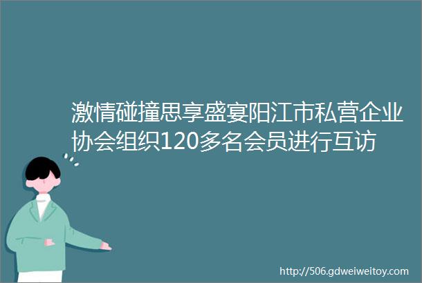 激情碰撞思享盛宴阳江市私营企业协会组织120多名会员进行互访交流
